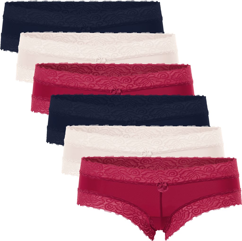 Celodoro Damen Hipster Panty mit Spitze (6er Pack) - Metropolis L (44-46)