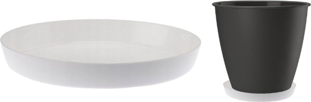 Kunststoffuntersetzer für Blumentöpfe CRISTAL 14,5 cm, weiß glänzend