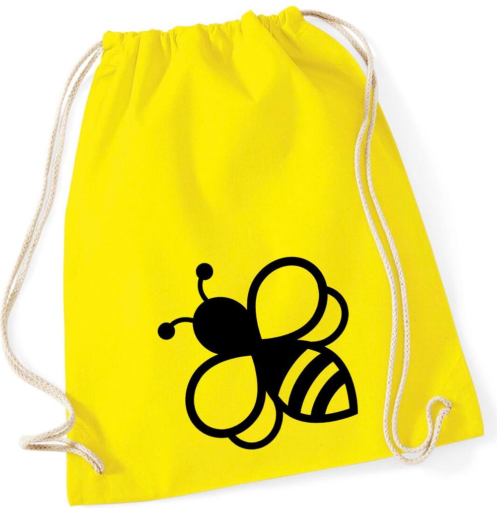 Huuraa Turnbeutel Biene Silhouette 12 Liter Yellow Baumwolle Rucksack Geschenkidee