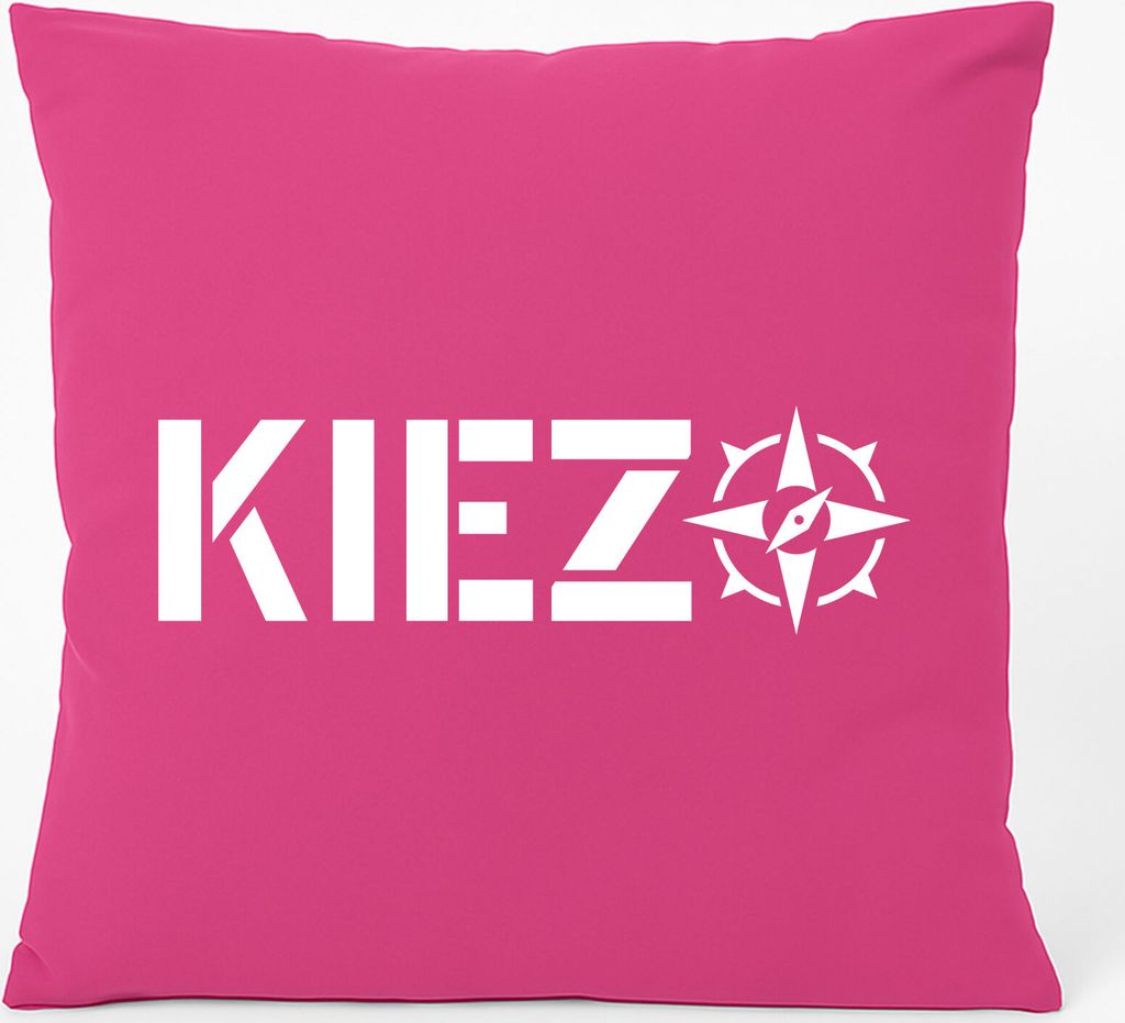 Huuraa Kissen Kiez Kompass 40x40cm mit Füllung Fuchsia Baumwolle Dekokissen Geschenkidee