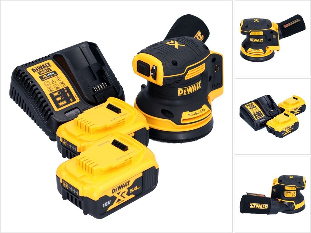 DeWalt DCW 210 P2 Akku Exzenterschleifer 18 V 125 mm Brushless + 2x Akku 5,0 Ah + Ladegerät