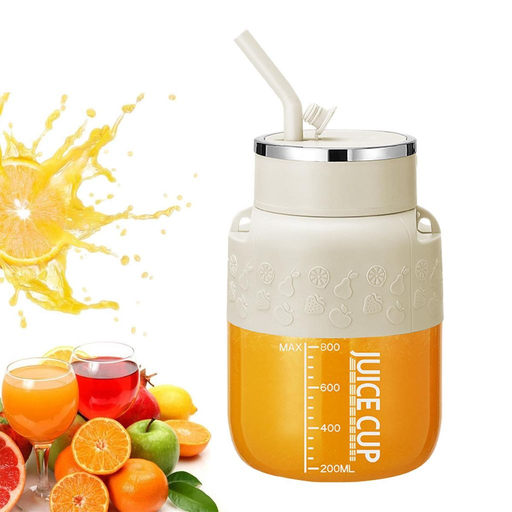 Tragbarer Smoothie Maker 800ml,10 Edelstahlklingen, USB-C Aufladung,Standmixer mit Strohhalm