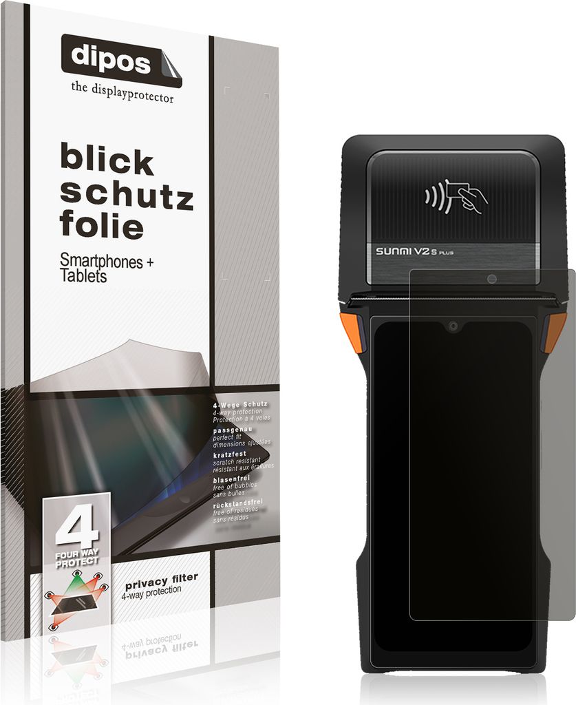 Blickschutzfolie für sunmi V2s Plus matt Schutzfolie Folie Display Schutz dipos