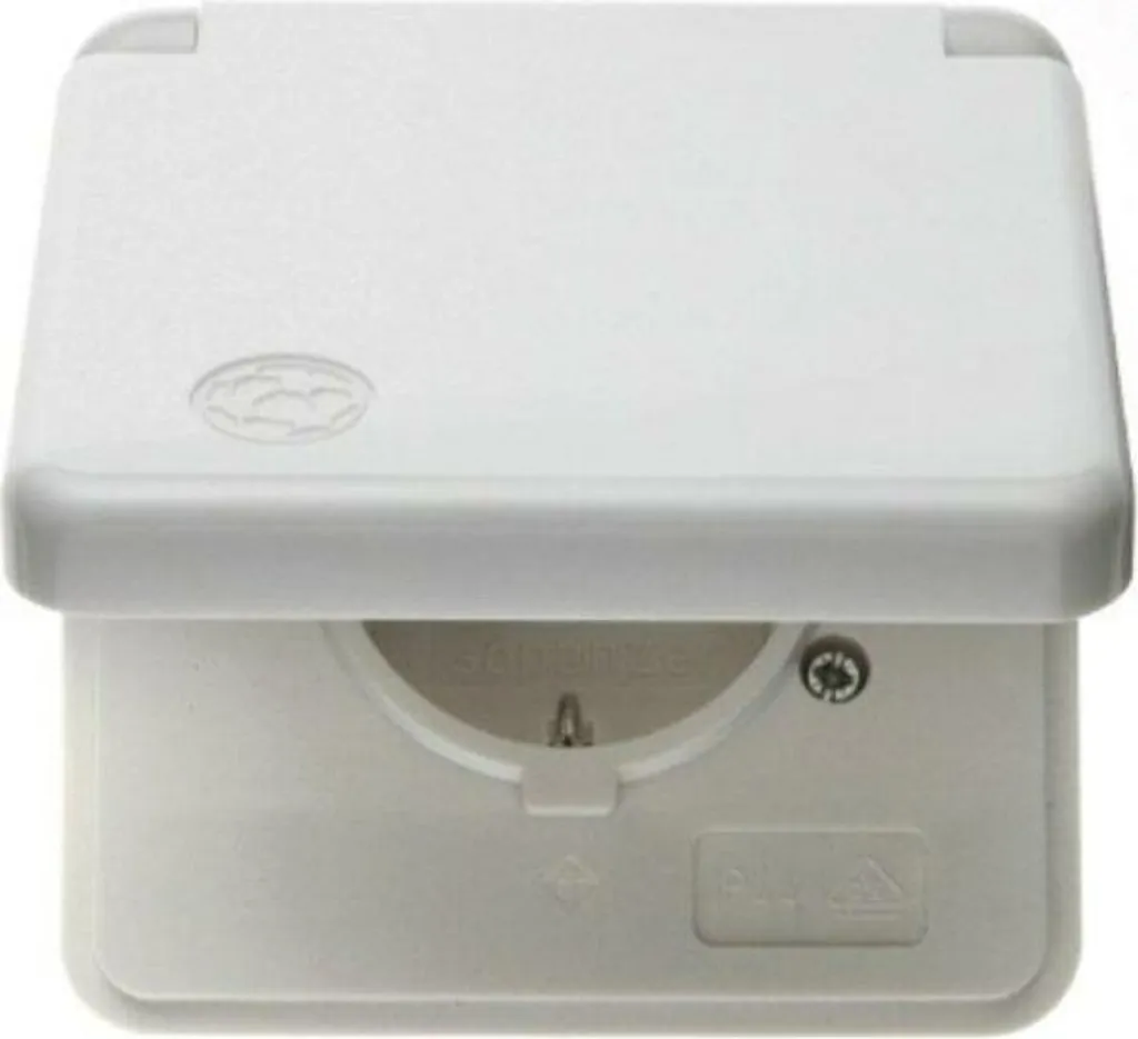 Prise étanche IP44 Berker 421109 avec couvercle rabattable brillant