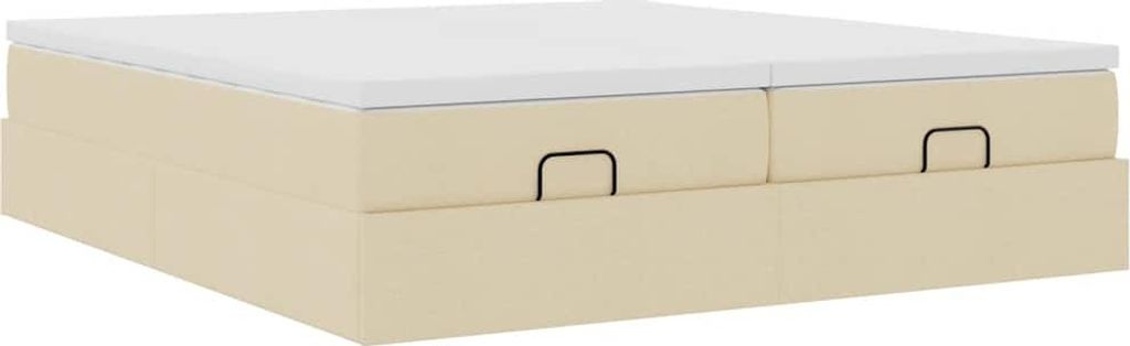 Ottoman-Bett mit Matratzen Creme 180x200 cm Stoff