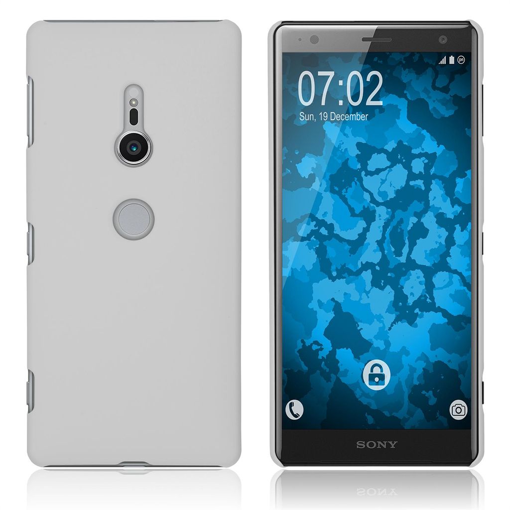 PhoneNatic Case kompatibel mit Sony Xperia XZ2 - Hülle weiß gummiert Hard-case Cover