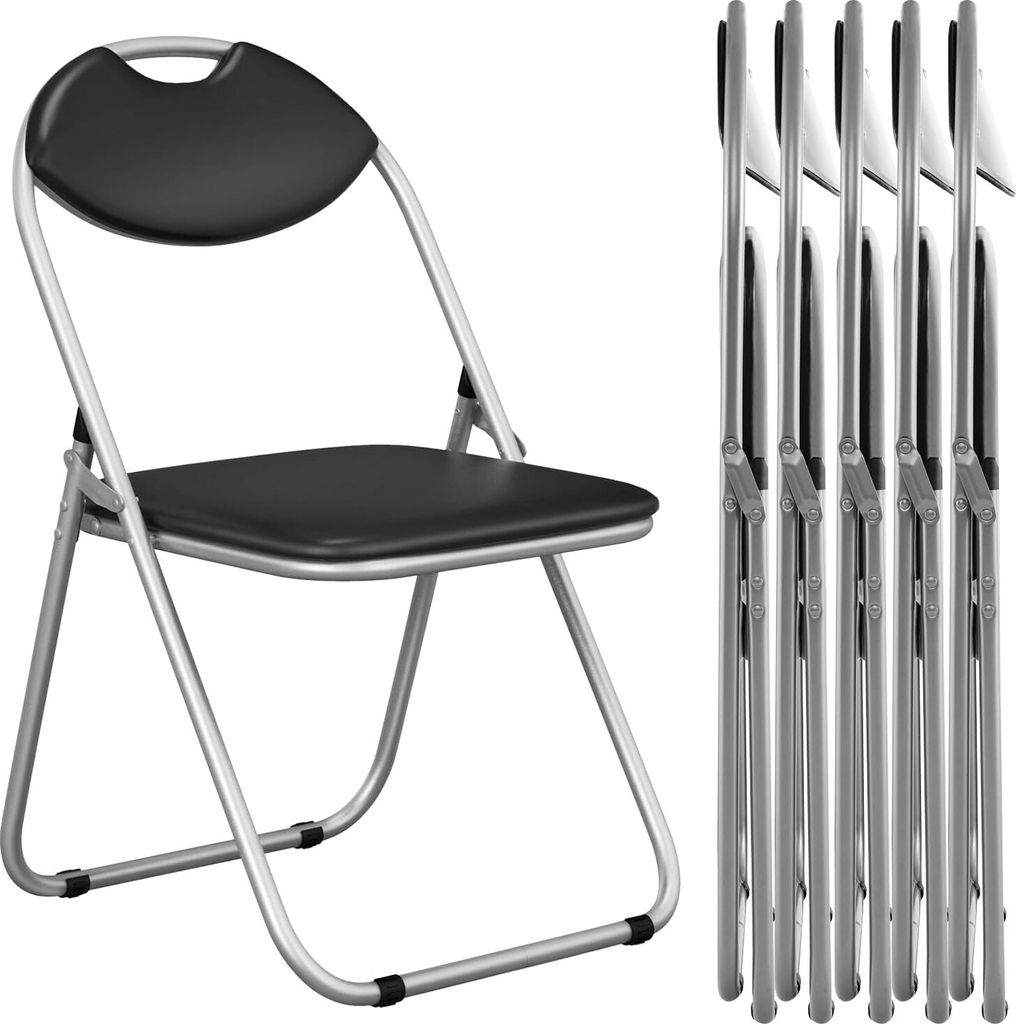 COSTWAY Klappstühle 6er Set, Gaststühle mit Metallrahmen, gepolsterten Sitzen & rutschfesten Fußpolstern, für Zuhause, Büro, 115 kg Tragfähig...