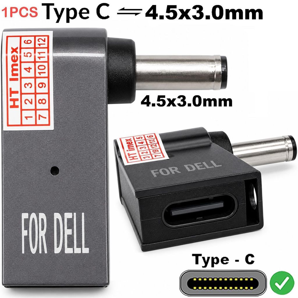 DELL 4,5 x 3,0 mm DC Anschluss auf USB-C Buchse Adapter Produktbild 