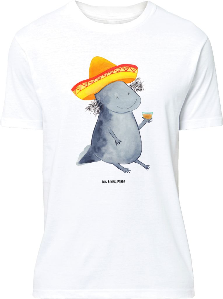 Mr. & Mrs. Panda Größe L T-Shirt Axolotl Tequila - Weiß - Geschenk, Tshirt, Shirt, trinken, Feuersalamander, Mexiko, mit Spruch, Urlaub, Party