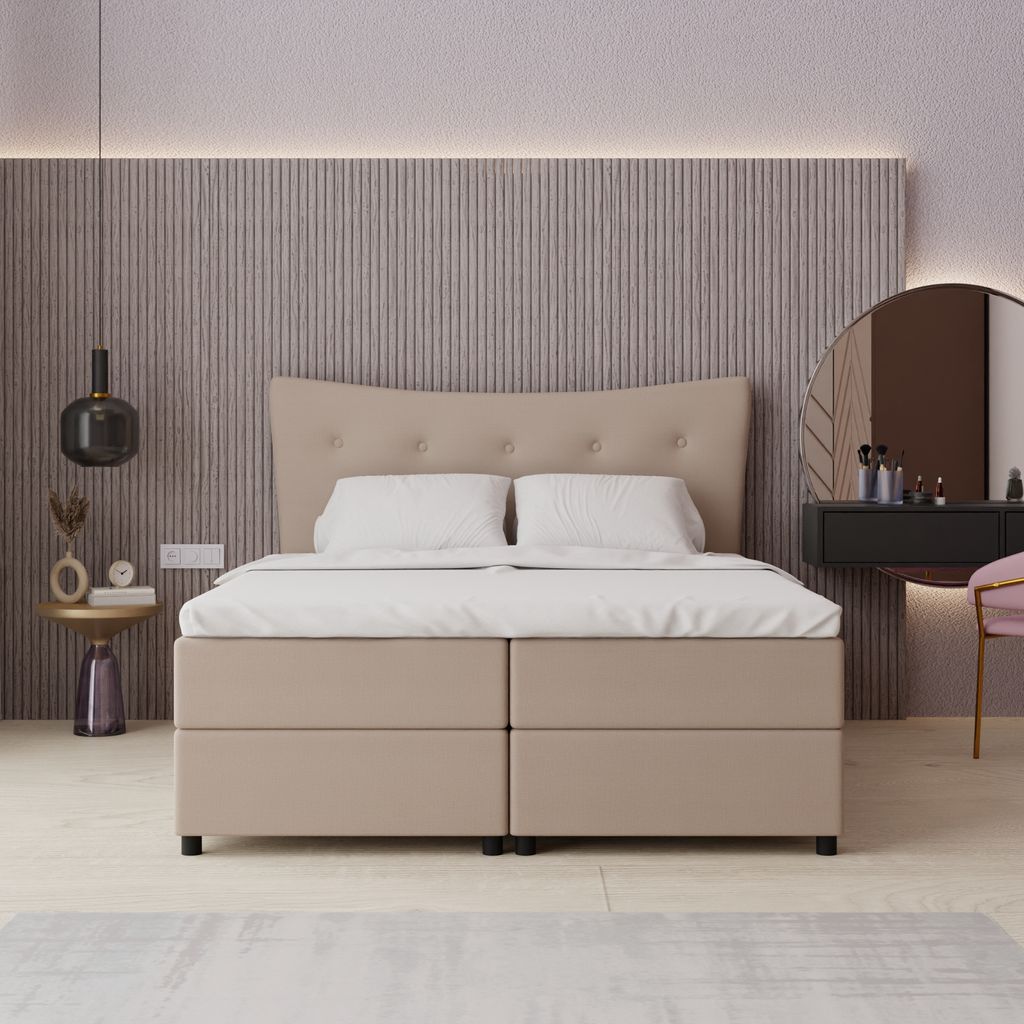 Boxspringbett, 160cm x 200cm, Grau, mit Bettkasten, Matratze und Topper, Doppelbett, NEVADA, Panda Möbel