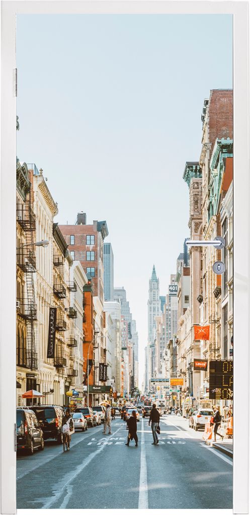 MuchoWow Türtapete Selbstklebende Türfolie Belebte Straße in New York 90x235 cm Türposter Türaufkleber Klebefolie Türklebefolie - XXL-Plaka...
