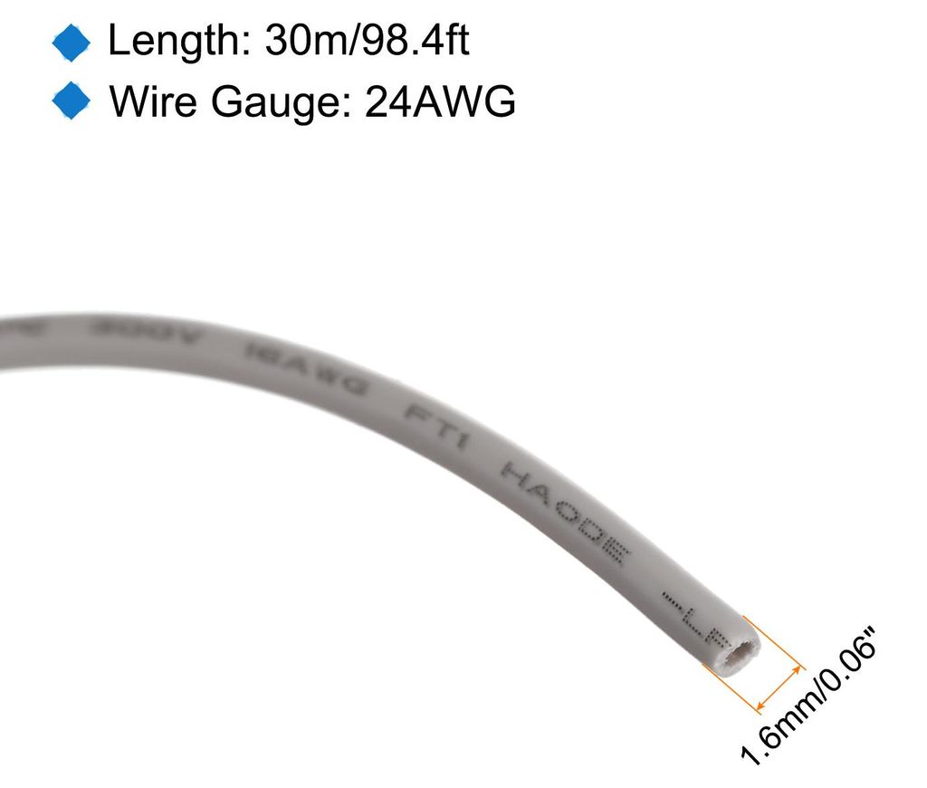 30m 24AWG Elektronik Kabel Gerollt, Elektrodraht UL1007 Spule 6mm2 Durchmesser Verzinnte Dr?hte PVC Elektrokabel fš¹r DIY, Kabel Verl?ngerung, Ve...