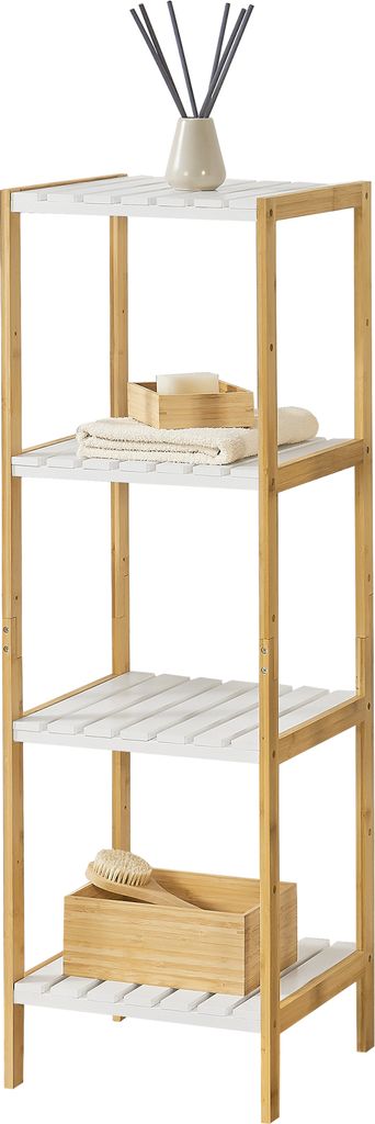 Badregal Balsfjord mit 4 Ablagen Bambus Regal Standregal Haushaltsregal 33x34x110cm Natur