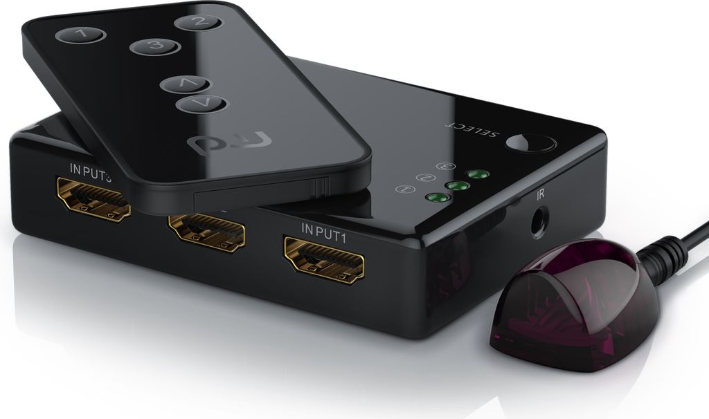 Primewire 3-Port UHD HDMI Umschalter inkl. Fernbedienung 3x HDMI Eingänge / 3D / CEC / ARC