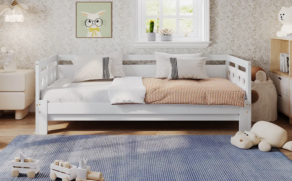 Lit d'appoint extensible blanc 90x190 cm idéal pour chambre d'amis - 12