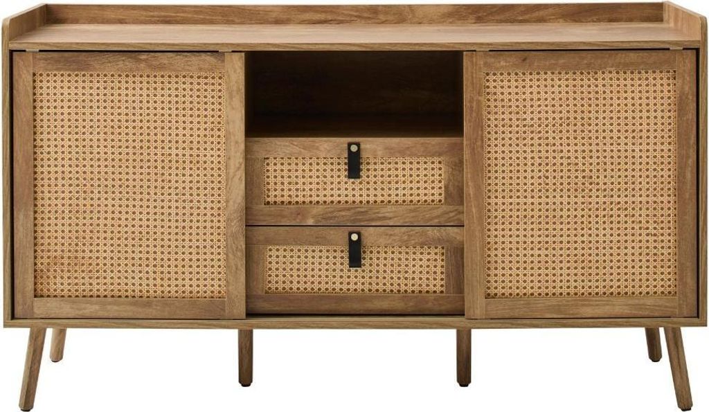 Sideboard mit 2 Türen und 2 Schubladen, mit Rattanfronten, Produktbild 