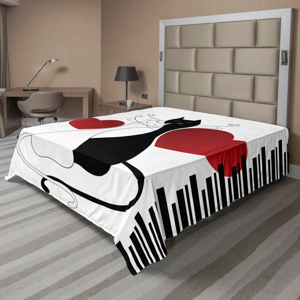 Drap plat pour lit de chat ABAKUHAUS 275x260cm avec imprimé chatons