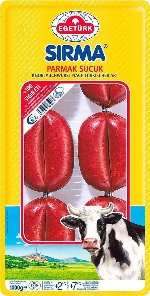 Knoblauchwurst Egetürk | Sirma Parmak Sucuk | Traditionell türkisch, halal- | 1kg