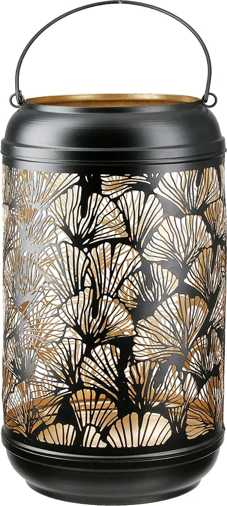 Lanterne photophore Ginkgo noir pour ambiance zen salon et terrasse