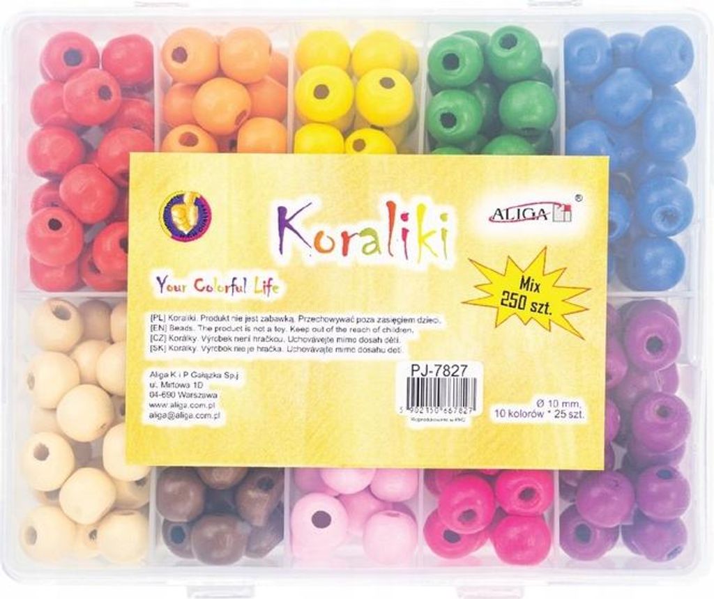 Drevené farebné korálky 10 mm v krabičke 250 kusov 10 Obrázok produktu 