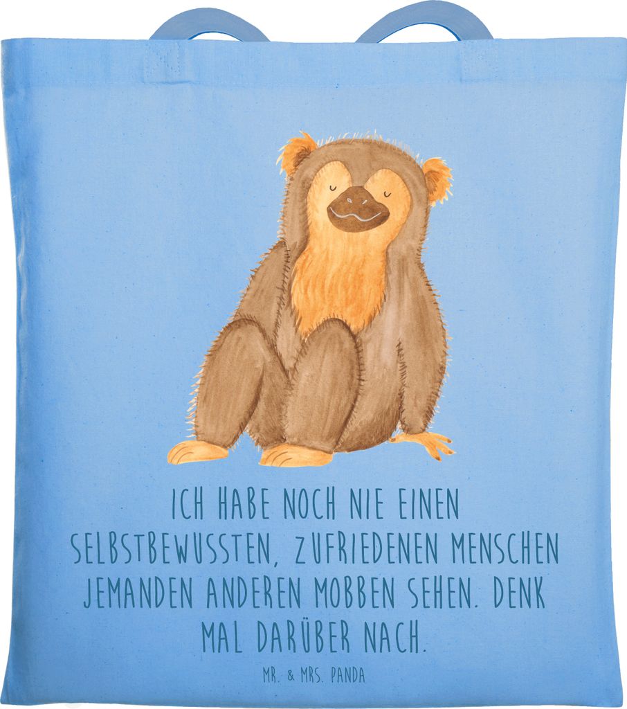Mr. & Mrs. Panda Shopping Tasche Mobbing bewältigen - Sky Blue - Geschenk, Bewusstsein schaffen, Vertrauem, Trost, Beutel, harmonisches Miteinande...