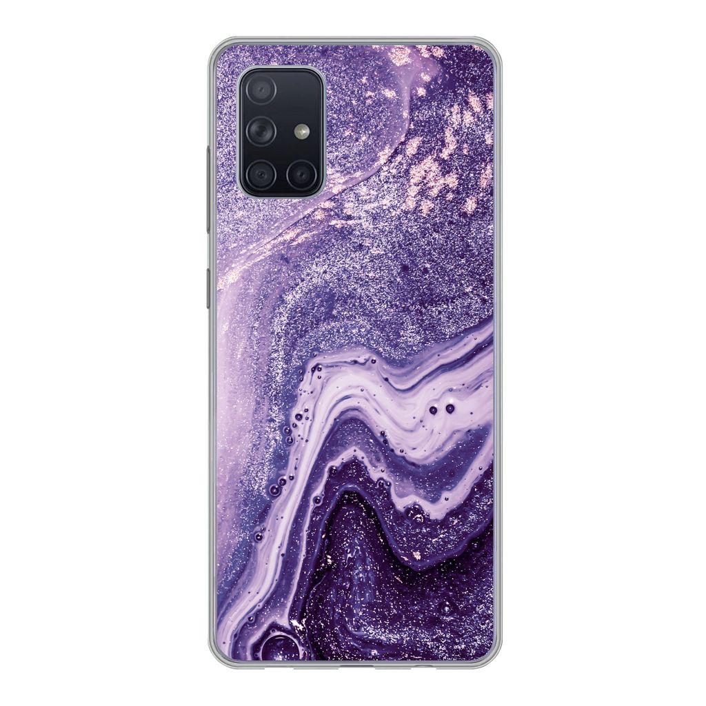 MuchoWow Handyhülle Schutzhülle Hülle für Samsung Galaxy A51 5G Naturstein - Glitzer - Luxus Silikon Softcase Handy Hülle - Abbildung
