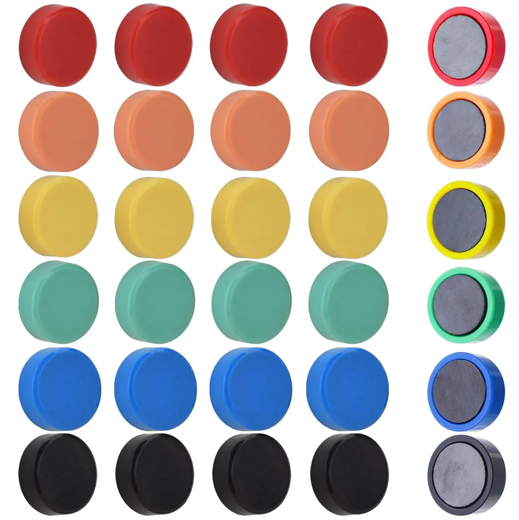 Aimants colorés pour tableau blanc et frigo, pack de 30 aimants ronds