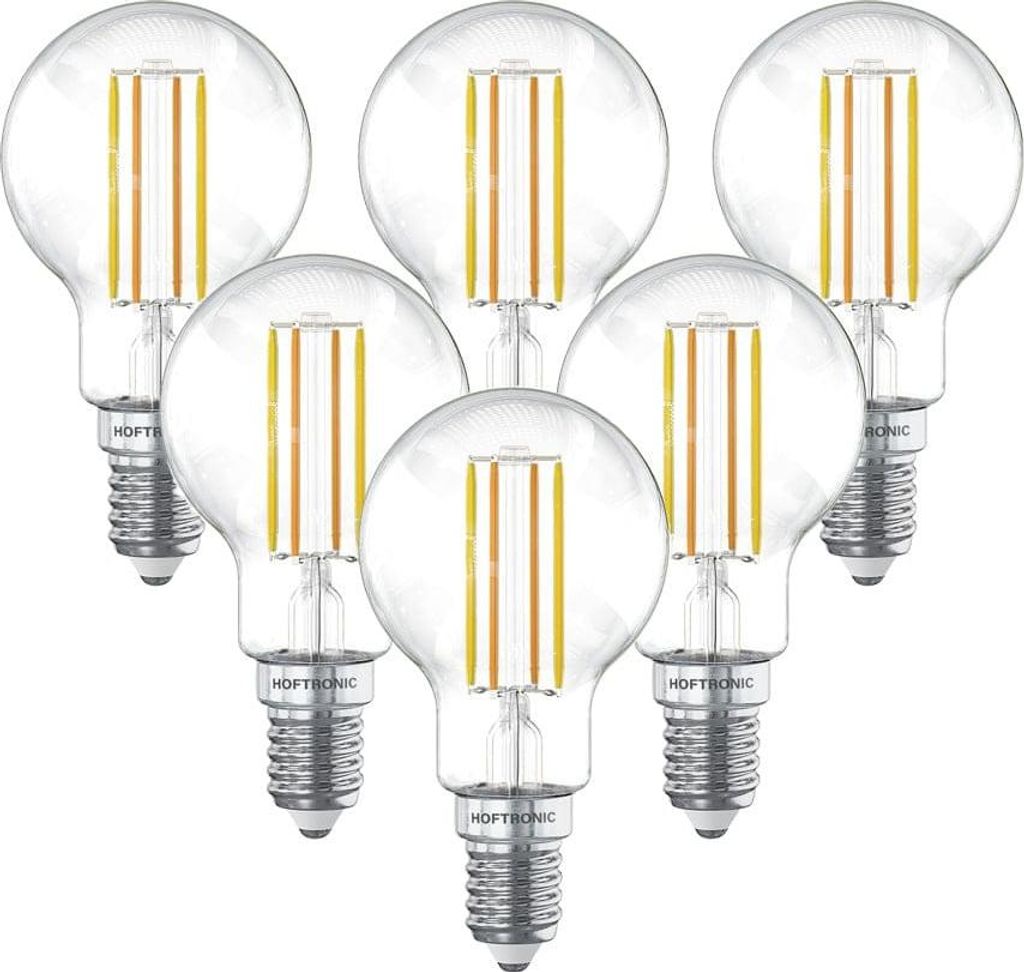 hoftronic Smart WiFi LED-Glühlampe E14 4,9W 470lm P45 1800-3000K dimmbar 6er Set