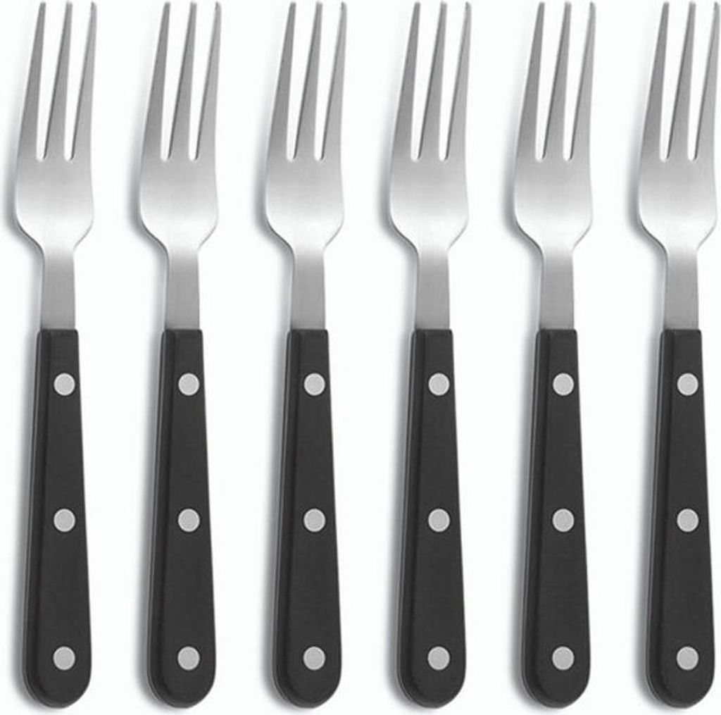 Comas Steakgabel-Set Eco 12-tlg., Essbesteck, Fleischgabel, Edelstahl AISI 430, Schwarz, 3003