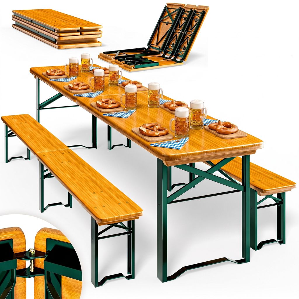 CASARIA Set da Birreria 220cm in Legno 1 Tavolo 2 Panche Immagine del prodotto  Immagine generata dall'IA