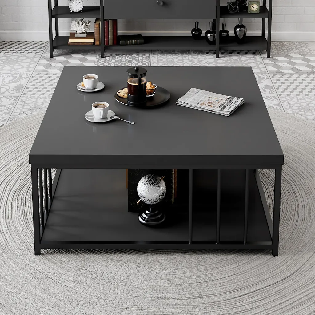 Skye Decor Zenn Table basse Anthracite et Noir 90x90cm Design Carré - 2