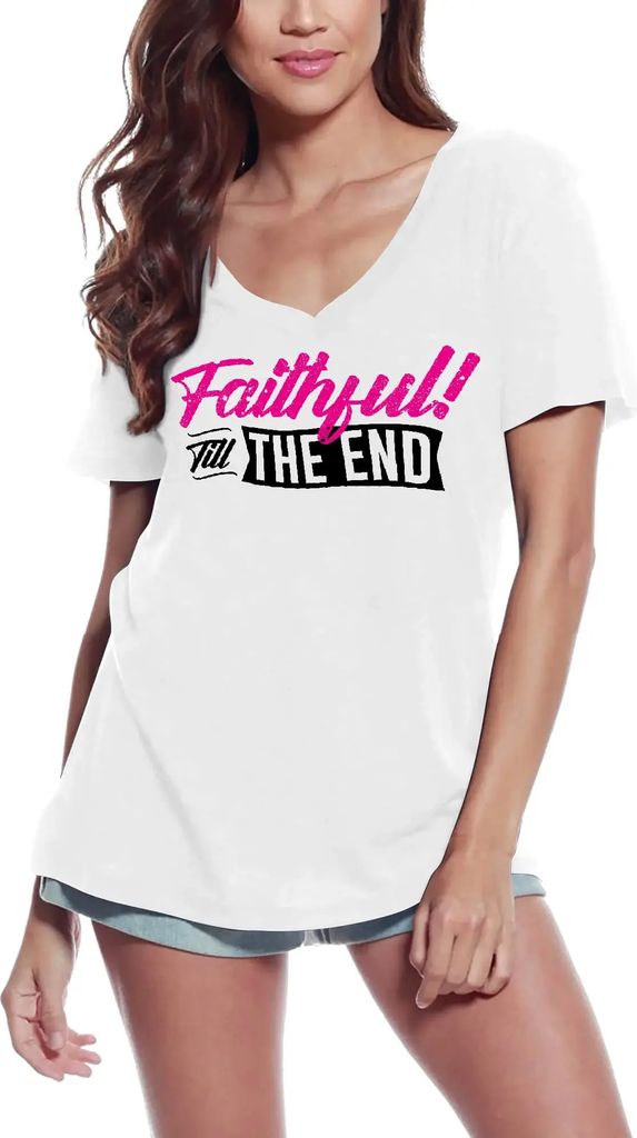 Damen Grafik T-Shirt V-Ausschnitt Treu bis zum Ende - Liebe – Faithful Till The End - Love – Öko-Verantwortlich Vintage Jahrgang Kurzarm Lusti...