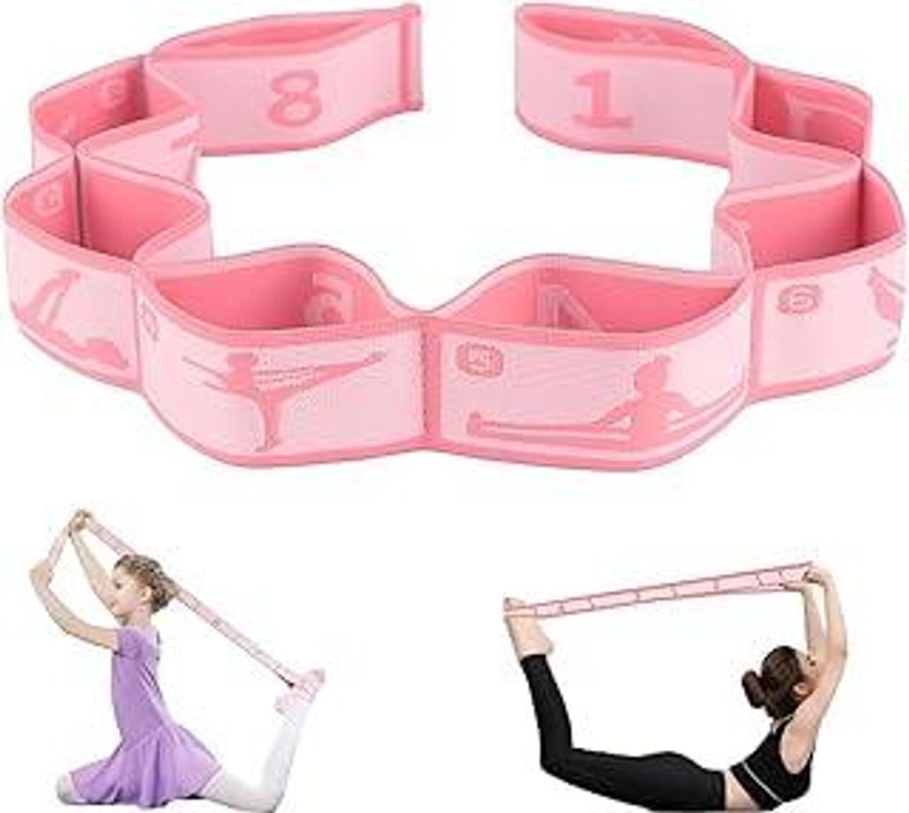 Yoga Stretching Strap, stretching band mit 8 schleifen, Yoga Stretch Gurt, Hochelastischer Fitnessbänder, Hochelastischer Gymnastikband, für Tanz...
