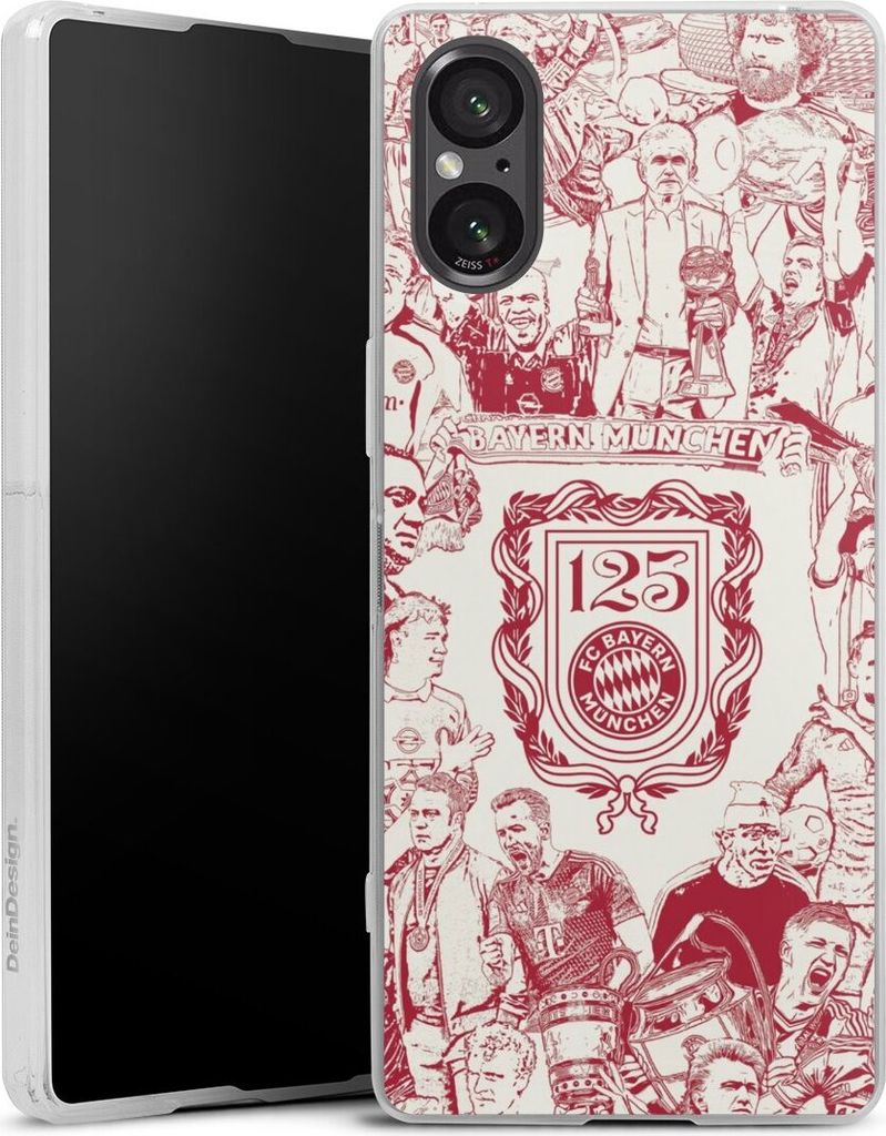 DeinDesign Slim Hülle für Sony Xperia 5 V Silikon Case Ultra Dünn Handyhülle FC Bayern München Offizielles Lizenzprodukt FCB 125 Jahre