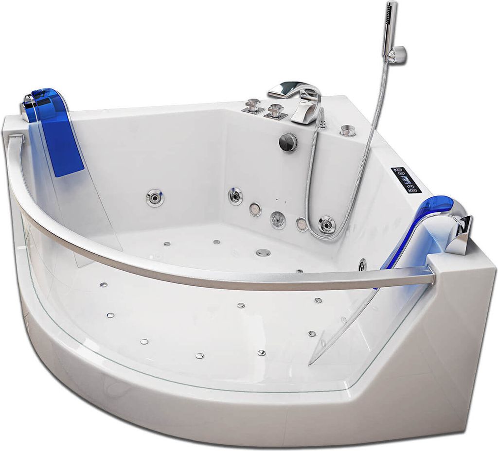 HOME DELUXE - Whirlpool Badewanne - ATLANTIC L - Maße: 141 x 141 x 62 cm - inkl. Heizung, Massagefunktion und kompl. Zubehör I Wanne für 2 Perso...