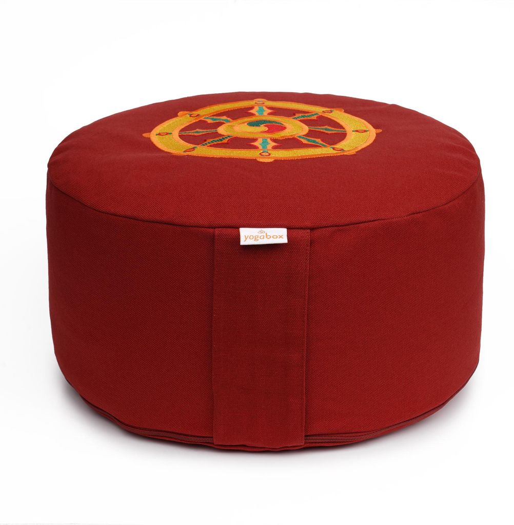 yogabox Meditationskissen Glückssitz Rondo Dharmarad - bordeaux 33 x 33 x 15 cm Buchweizenschalen