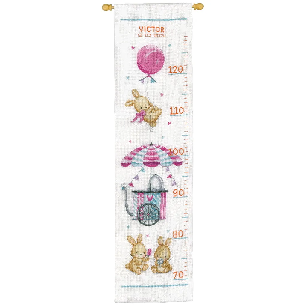 Broderie point de croix pour toise enfant motif Chariot à glace DIY