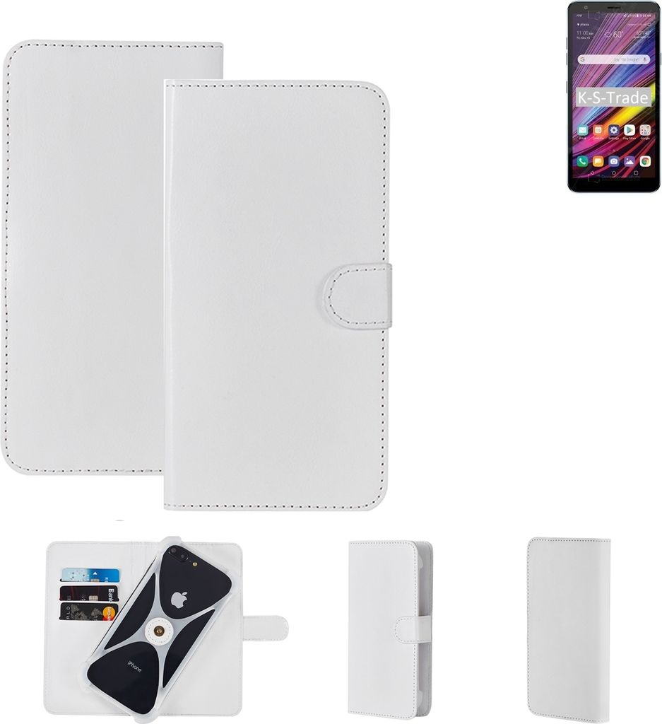 K-S-Trade Handy Hülle Schutz Hülle kompatibel mit LG Electronics Neon Plus Cover Case Bookstyle Bumper weiß 1x