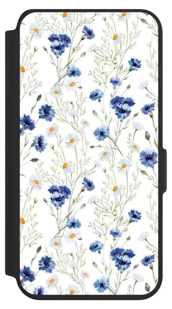 NIVOCASE Klapphülle für Samsung Galaxy S24 Handyhülle aus Kunst Leder NIVOflip schwarz Blume Blumen Muster