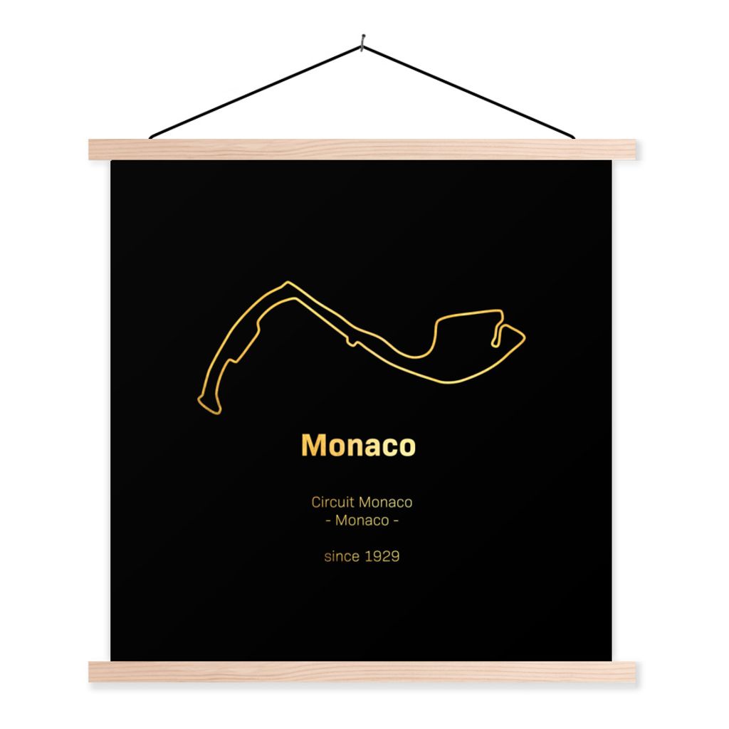MuchoWow Textilposter F1 - Rennstrecke - Monaco 40x40 cm mit holzfarbenen Rahmen - Posterleiste