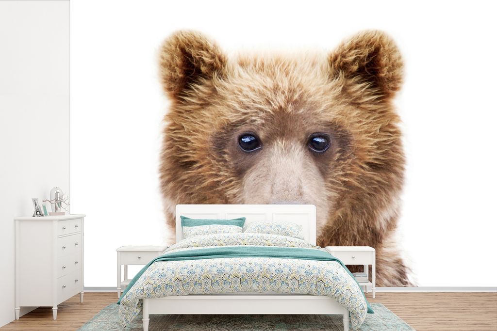 MuchoWow Fototapete für Wohnzimmer oder Schlafzimmer Wandtapete Vinyl Motivtapete Bär - Braun - Tiere - Natur - 525x350 cm - Das Hintergrundbild