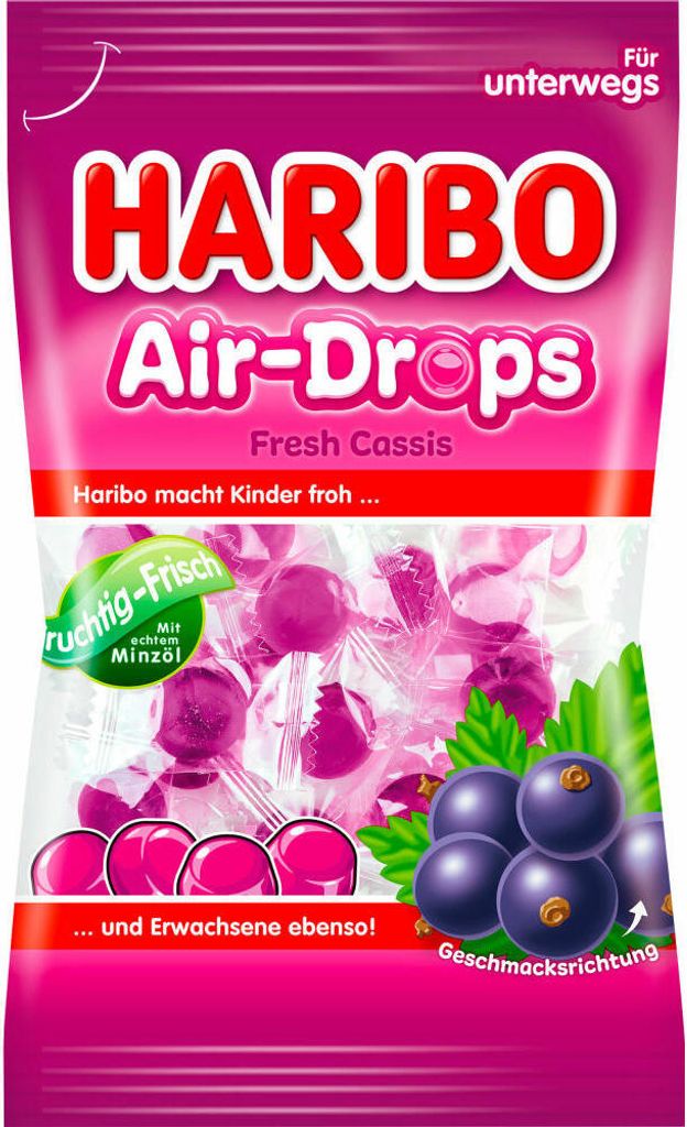 Haribo Air Drops Fresh Cassis Menthol Geschmack einzeln Produktbild 