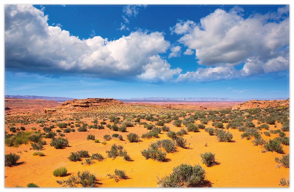 Wallario Premium Teppich, Größe 90 x 140 cm, Wüste in Arizona - blauer Himmel mit Wolken I