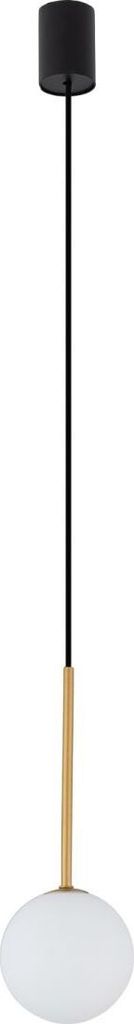 Hängeleuchte Metall Glas D: 16 cm H: max. 125 cm in Schwarz Weiß Gold matt G9 Kugel Schirm rund Retro Design