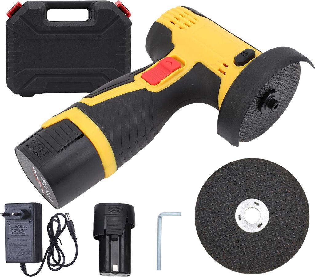 Akku-Winkelschleifer (16,8 V, bürstenlos) mit 2 x 1500-mAh-Akkus, 17.000 U/min, zum Metalltrennen, mit LED-Digitalanzeige. Ideal für Heimwerkerar...