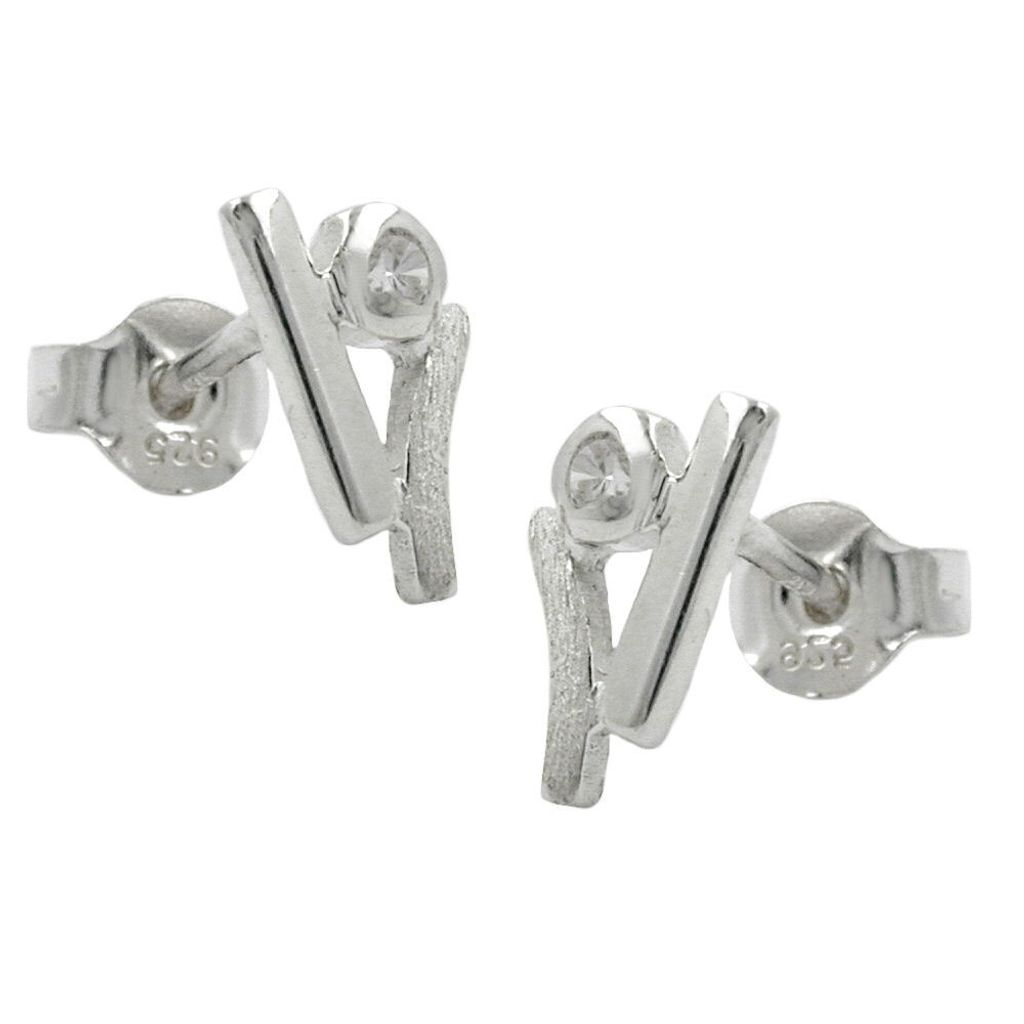 Ohrstecker Ohrring 10x55mm Zirkonia matt-glänzend Silber 925 silber 10x5,5mm