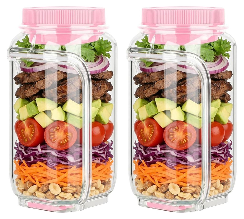 1/2 Stück Salatvorratsglas, lebensmittelecht, auslaufsicher, transparent, wiederverwendbar, Salatvorratsbehälter