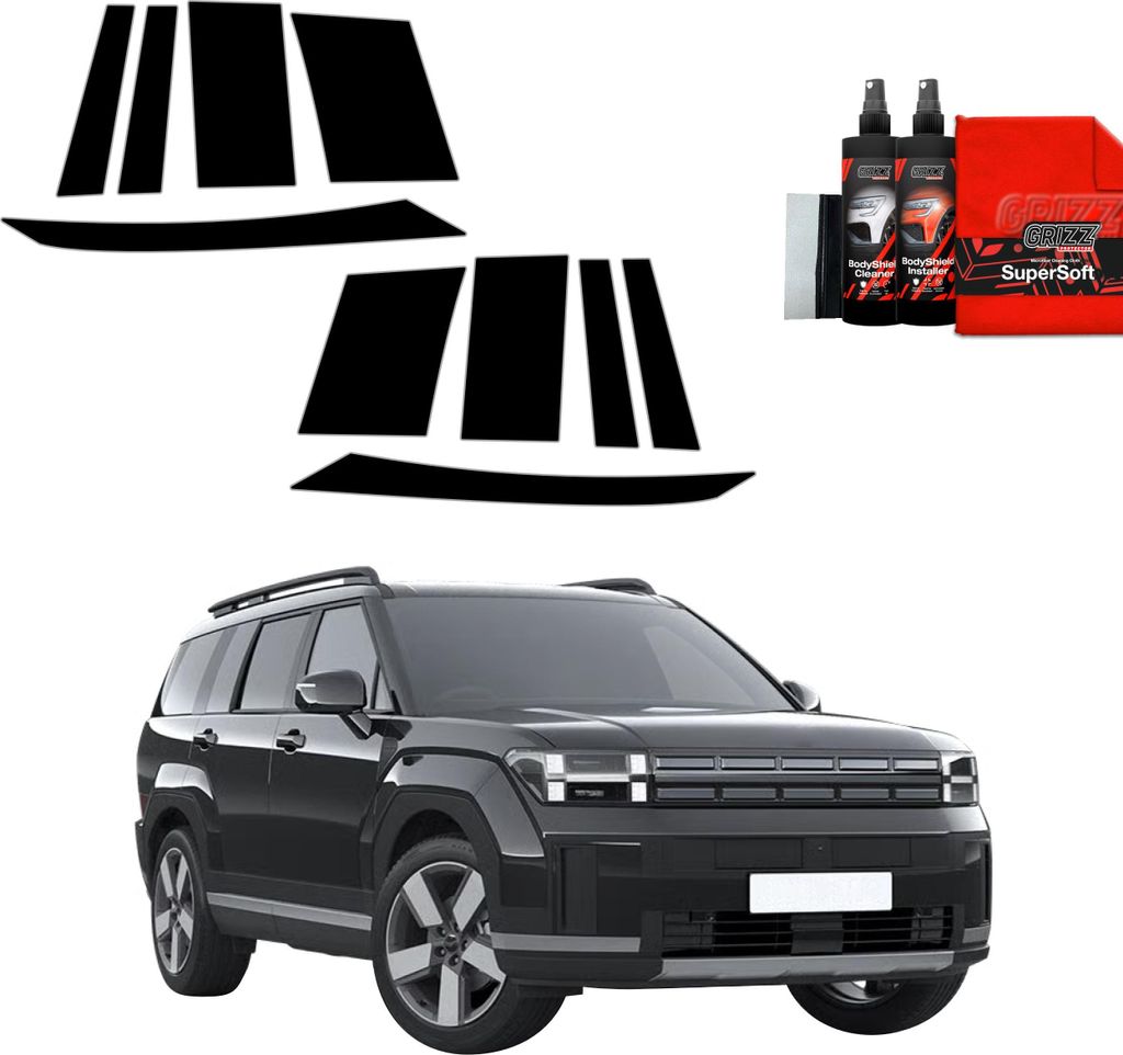 10in1 Schwarze Grizz Protector schutzfolie für A-B-C-Säule - Hyundai Santa Fe (2023-2025)