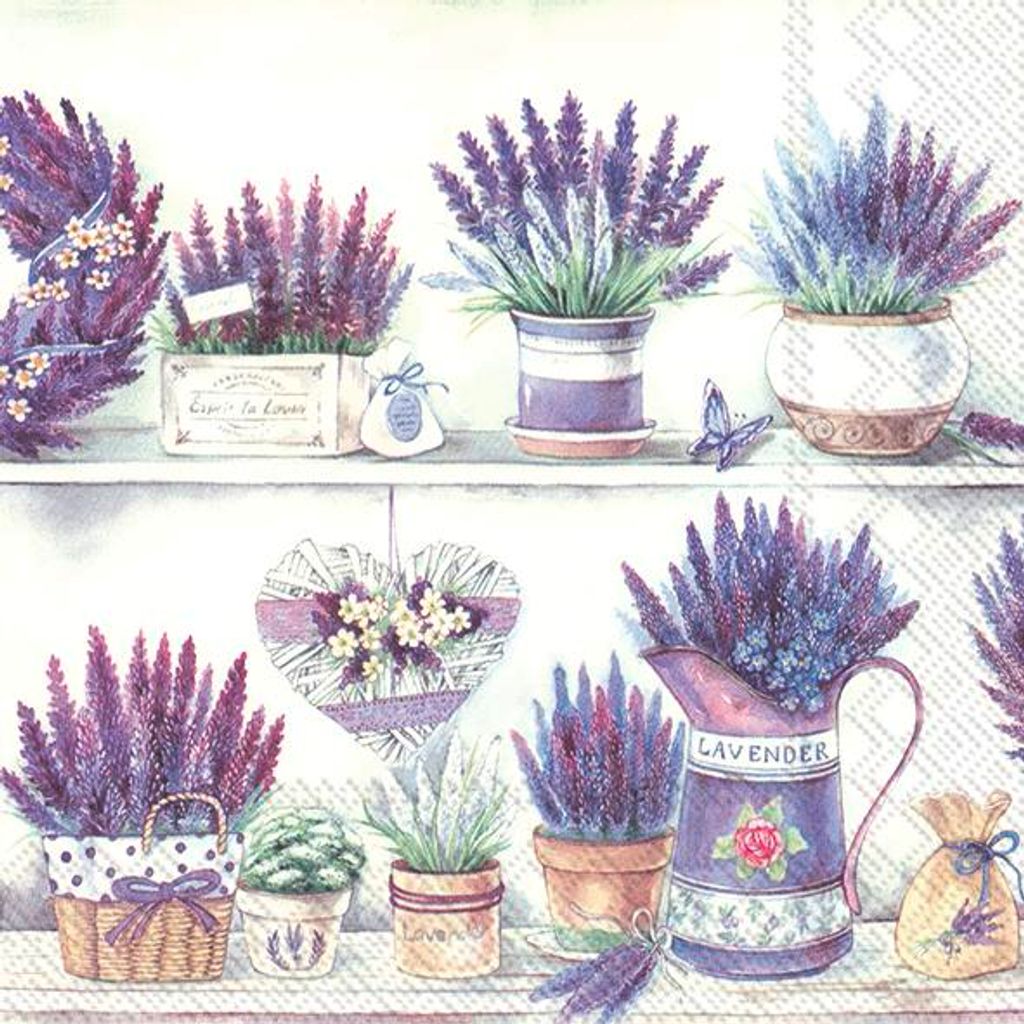 Servietten 33x33 cm - LAVENDER POTS