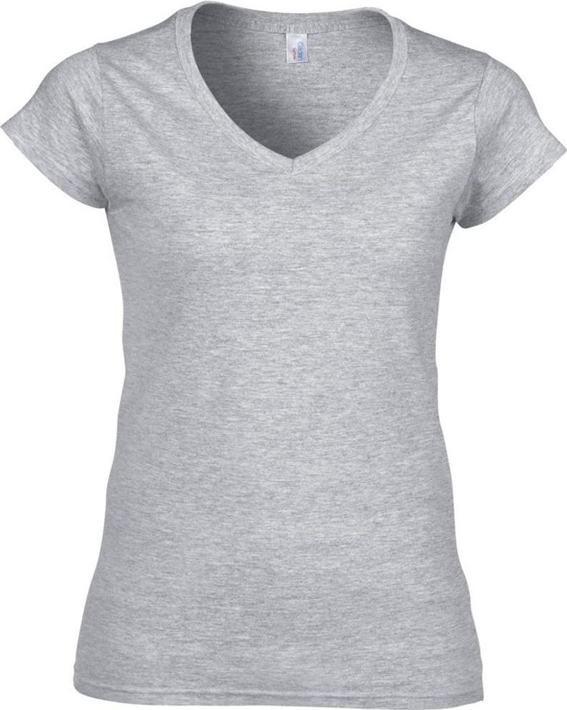Gildan Damen Kurzarm T-Shirt mit V-Ausschnitt FK400 (2XL) (Grau)